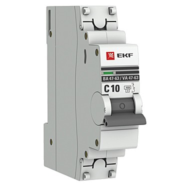Автоматический выключатель 1P 10А (C) 4,5kA ВА 47-63 EKF PROxima
