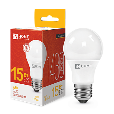 Лампа светодиодная LED-A60-VC 15Вт 230В Е27 3000К 1430Лм IN HOME
